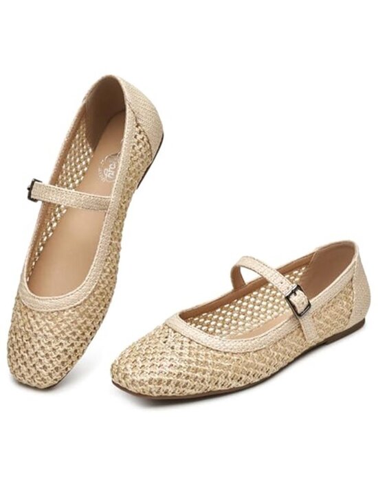 branded Shoes - Trary Mary Jane Shoes Women Woven Flats for Women Dressy Ballet Flats Squared